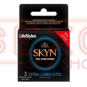 LifeStyles Skyn Extra Lubricado Preservativo 3 Und Sin Latex