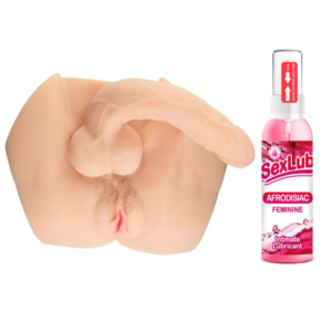 Masturbador Hermafrodita Pene Y Vagina Cyberskin + Lubricante Efecto Calor
